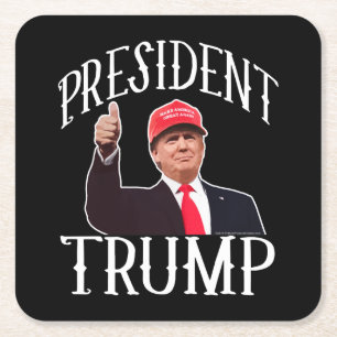 President Donald Trump Red Pet duikt op Vierkante Kartonnen Onderzetter