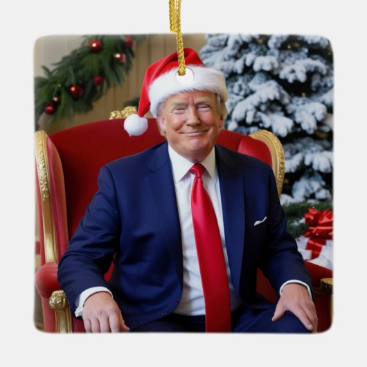 President Donald Trump Santa Hat Ornament (Voorkant)