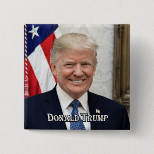 President Donald Trump Vierkante Button 5,1 Cm