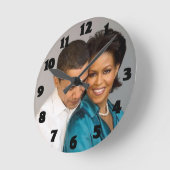PRESIDENT EN MRS OBAMA-CLOCK RONDE KLOK (Hoek)
