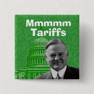 President Herbert Hoover Tarieven Vierkante Button 5,1 Cm