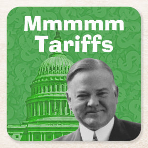 President Herbert Hoover Tariffs Vierkante Kartonnen Onderzetter