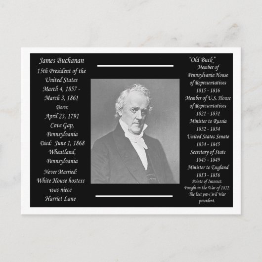 President James Buchanan Briefkaart (Voorkant)