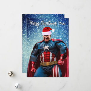 President Joe Biden en Santa Hat Feestdagenkaart
