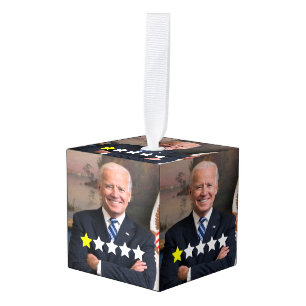 President Joe Biden Goedkeuringsbeoordeling Kubus Ornament