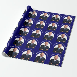 President Joe Biden-portret op blauw Cadeaupapier