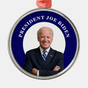 President Joe Biden-portret op blauw Metalen Ornament