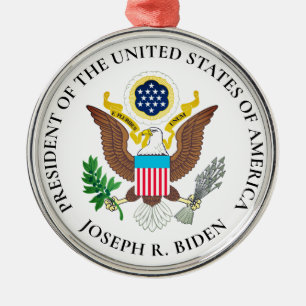 President Joe Biden & Presidential Seal Metalen Ornament