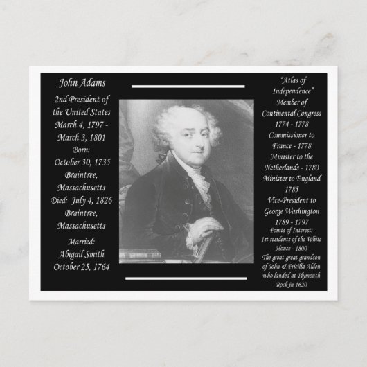 President John Adams Briefkaart (Voorkant)