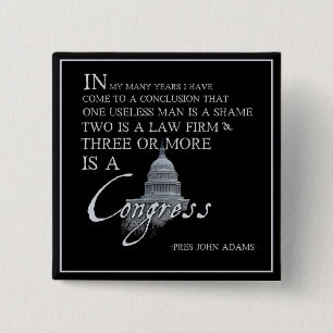 President John Adams over het Congres Vierkante Button 5,1 Cm