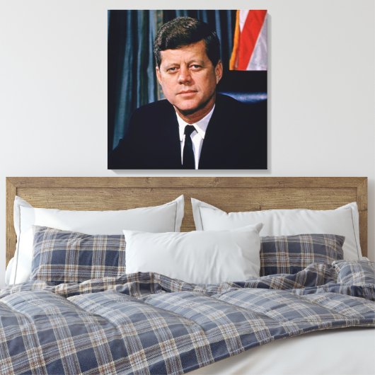 President John F. Kennedy Canvas Afdruk (Insitu (Slaapkamer))