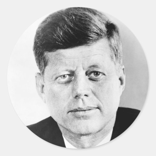 President John F Kennedy Portret Ronde Sticker (Voorkant)
