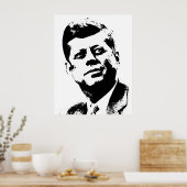 President Kennedy - Zwart-wit Poster (Keuken)