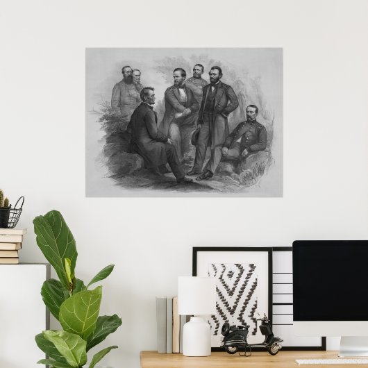 President Lincoln en zijn commandanten Poster (Thuiskantoor)