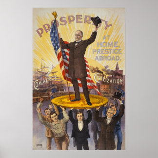 President McKinley op een gigantische munt Poster