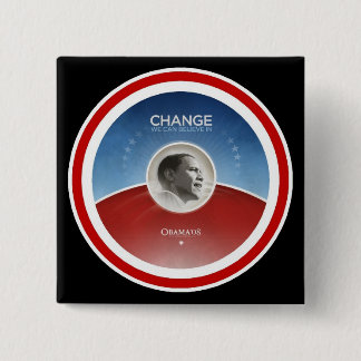 President Obama CHANGE Vierkante Button 5,1 Cm