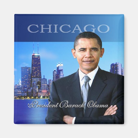 Président Obama Chicago Skyline Magnet (Devant)