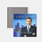 President Obama Chicago Skyline Magnet Magneet (Voorkant / Achterkant)