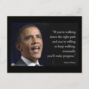 President Obama en "Vooruitgang boeken" citaat Briefkaart
