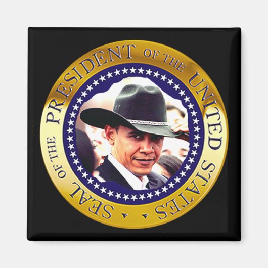 President Obama Magnet (cowboy pet) Magneet (Voorkant)