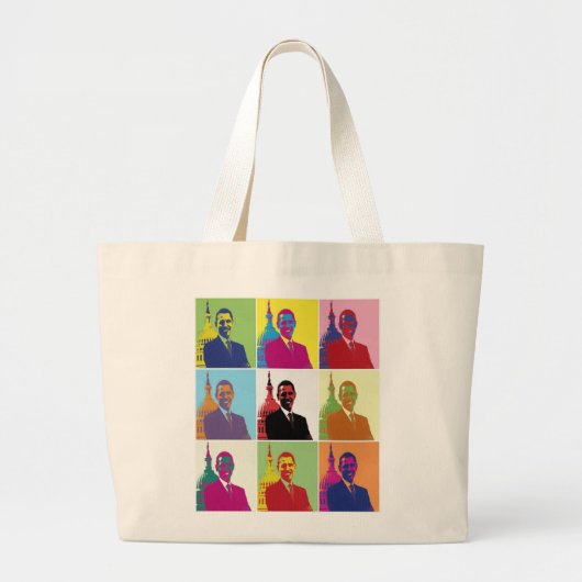 President Obama Pop Art Grote Tote Bag (Voorkant)