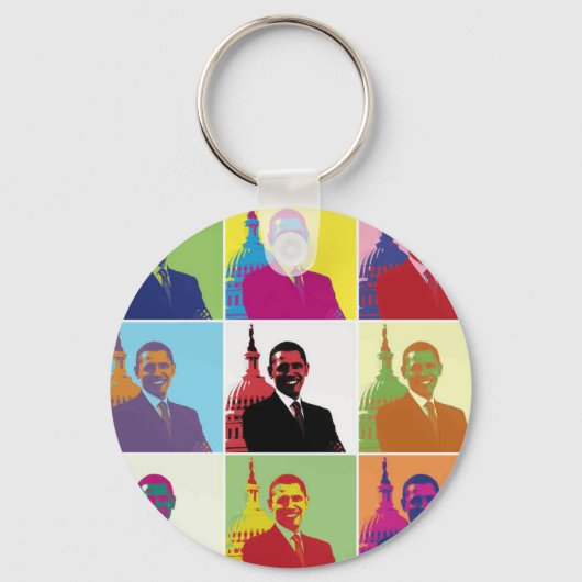 President Obama Pop Art Sleutelhanger (Voorkant)