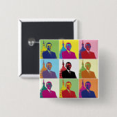 President Obama Pop Art Vierkante Button 5,1 Cm (Voorkant /achterkant)
