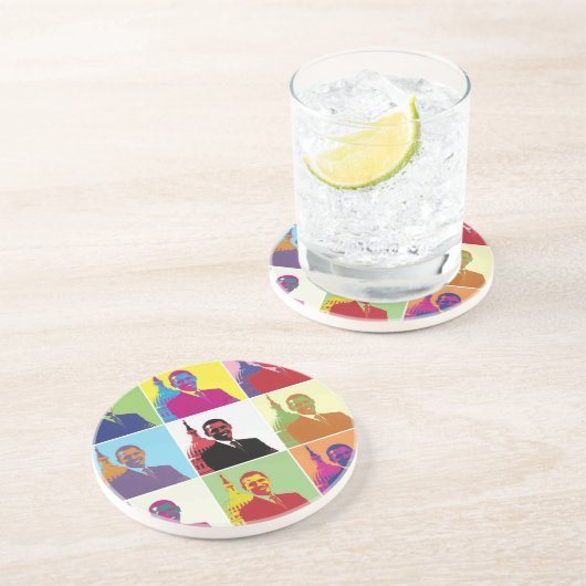 President Obama Pop Art Zandsteen Onderzetter (Zijkant)