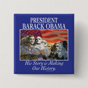 President Obama Rushmore Gear Vierkante Button 5,1 Cm