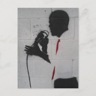 President Obama Silhouette over de muur Briefkaart