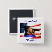 President Obama Vierkante Button 5,1 Cm (Voorkant /achterkant)