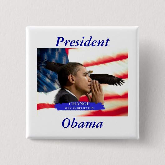 President Obama Vierkante Button 5,1 Cm (Voorkant)
