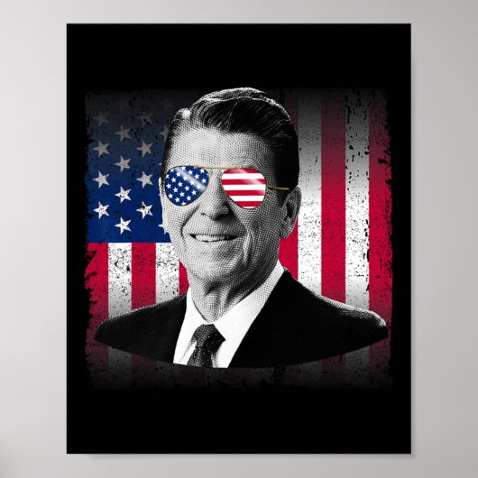 President Reagan Vlag van de VS Patriottisch Ameri Poster (Voorkant)