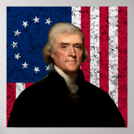 President Thomas Jefferson en de Amerikaanse vlag Poster