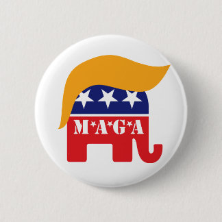President Trump 2020 GOP Olifant Haar MAGA Ronde Button 5,7 Cm