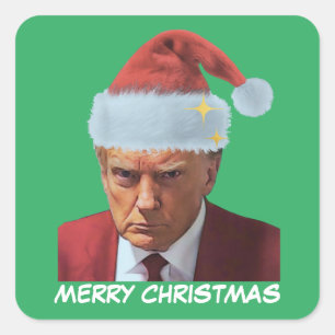 President Trump 2024 Mok schot Vrolijk kerstfeest Vierkante Sticker