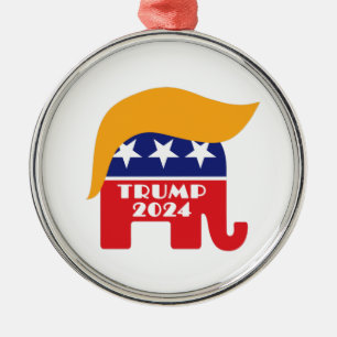 President Trump 2024 Republikeinse Olifant Haar Lo Metalen Ornament