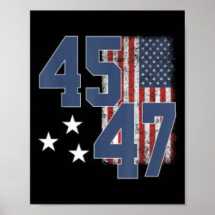 President Trump 45 47  Amerikaanse vlag Poster