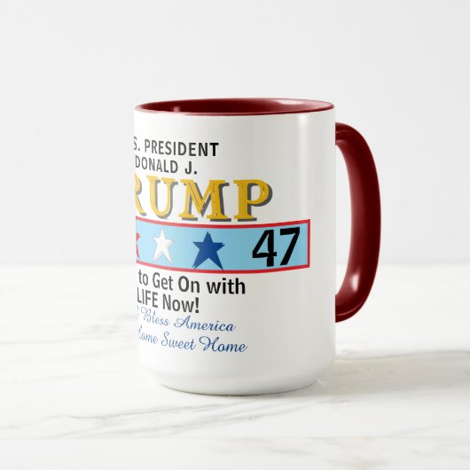 President Trump 45 47 Geometrisch rood wit blauw Mok (Voorkant rechts)
