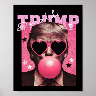 President Trump die bubbelgom blaast Funny Roze Bu Poster