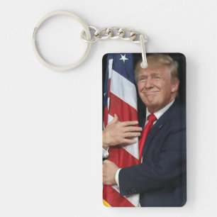 President Trump die de Amerikaanse vlag overspoelt Sleutelhanger