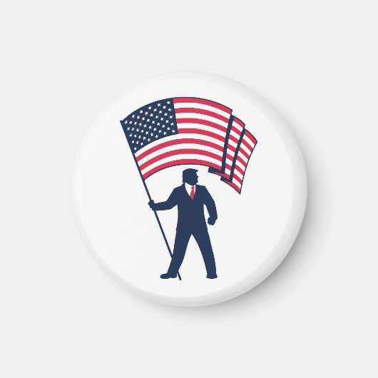 President Trump Draagt de Vlag van de VS Magneet (Voorkant)