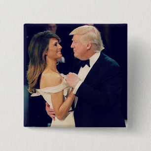 President Trump en Melania Dancing Vierkante Button 5,1 Cm