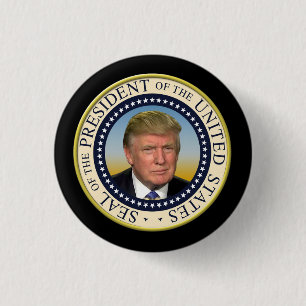 President Trump-foto Presidentieel zegel Ronde Button 3,2 Cm