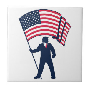 President Trump met de vlag van de VS  Tegeltje