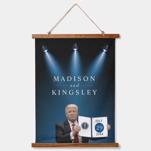 President Trump 🇺🇸✨ Patriottische bruiloft Custo Hangend Wandkleed (Voorkant)