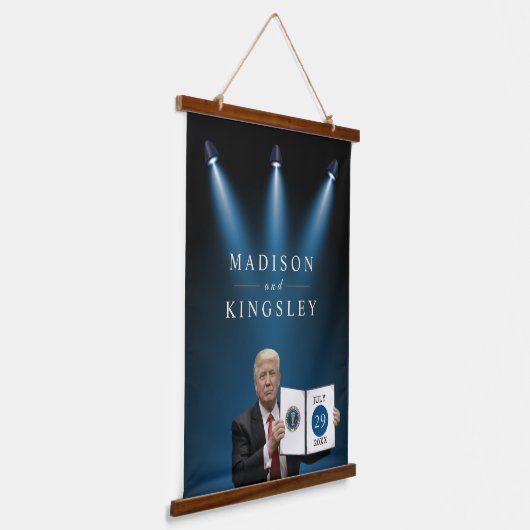 President Trump 🇺🇸✨ Patriottische bruiloft Custo Hangend Wandkleed (Gebogen)