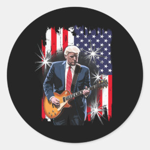 President Trump speelt gitaar bij CKGROU Ronde Sticker