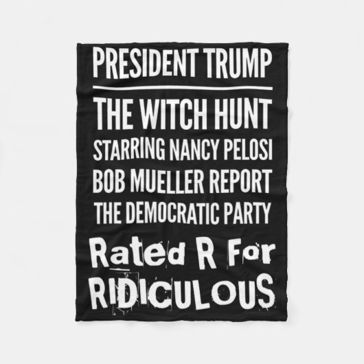 President Trump The Witch Hunt Nancy Pelosi Bob Mu Fleece Deken (Voorkant)