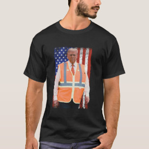 President Trump Vuilniswagen Werknemer Vest Vlag V T-shirt